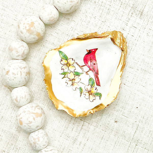 Virginia Flower & Bird Oyster Ring Dish