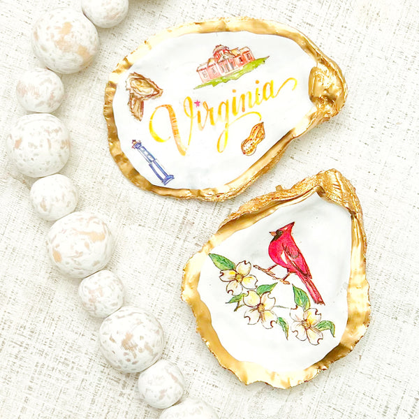 Virginia Flower & Bird Oyster Ring Dish
