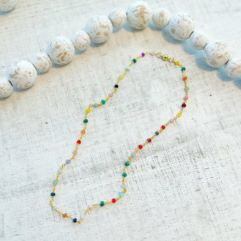 Petite Multicolor Rosary Chain Necklace