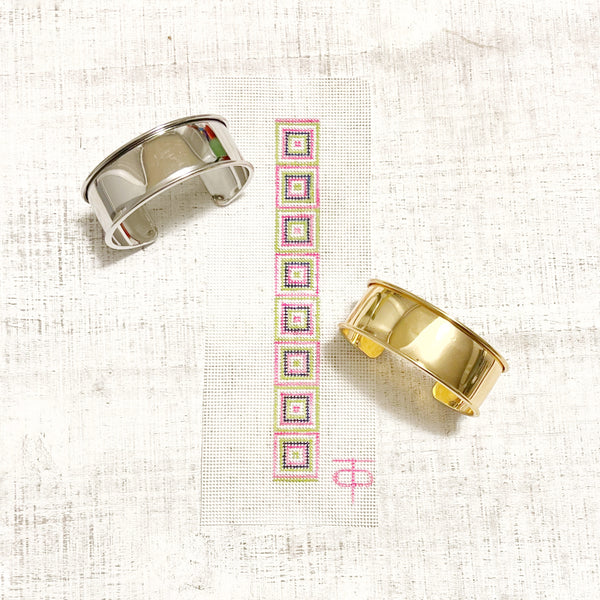 Pink, Green and Navy Squares Cuff - Self-Finishing Kit