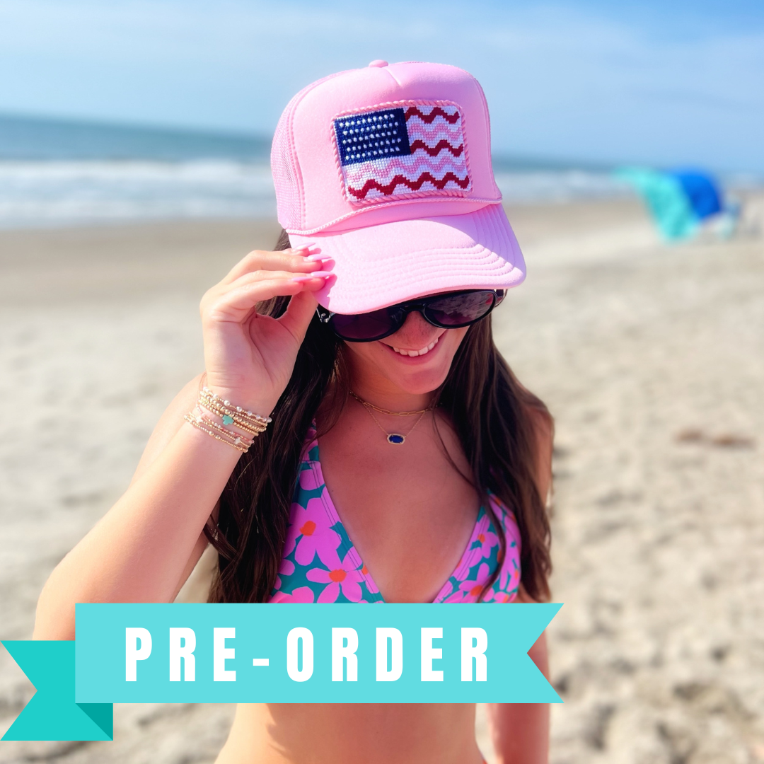 PRE-ORDER American Flag Needlepoint Trucker Hat