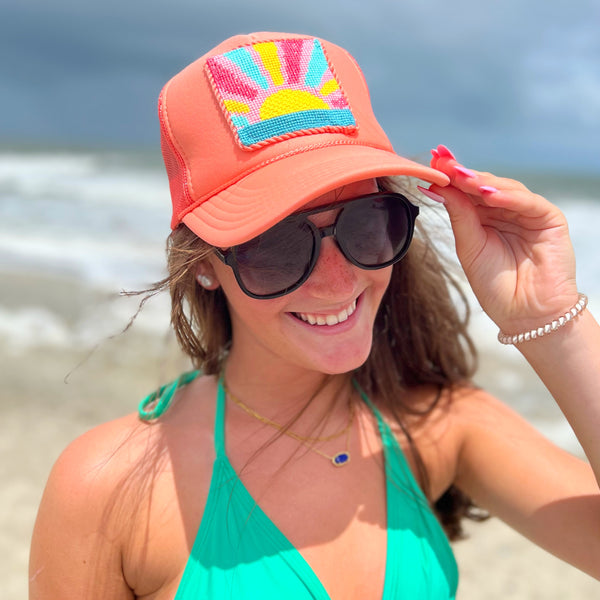 Happy Sunshine Needlepoint Trucker Hat