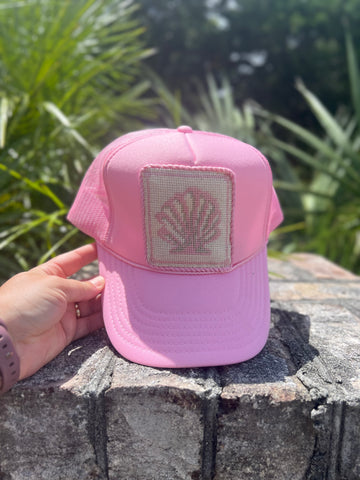 Seashell Needlepoint Trucker Hat