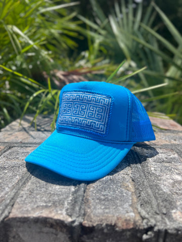 Santorini Needlepoint Trucker Hat