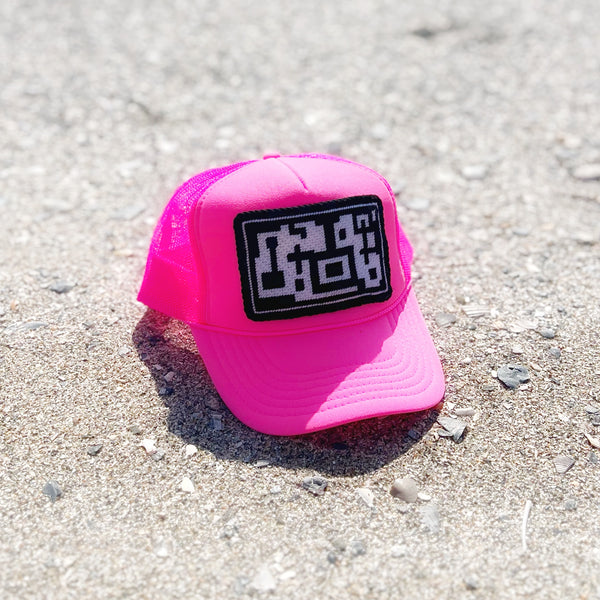 Black & White Geometric Needlepoint Trucker Hat