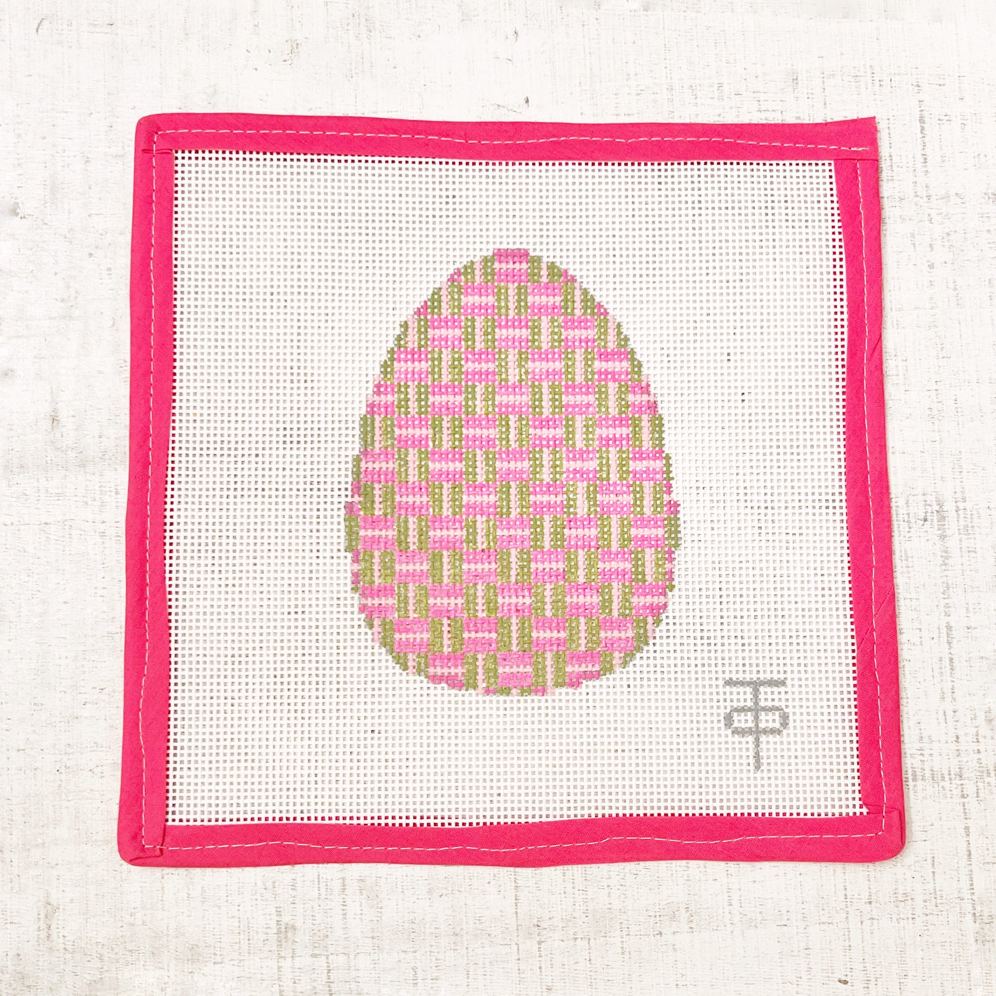 Needlepoint Easter Egg - Pink & Green