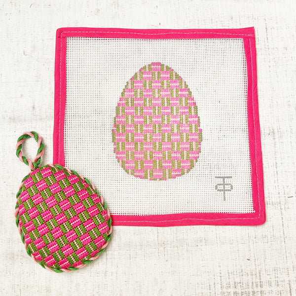 Needlepoint Easter Egg - Pink & Green