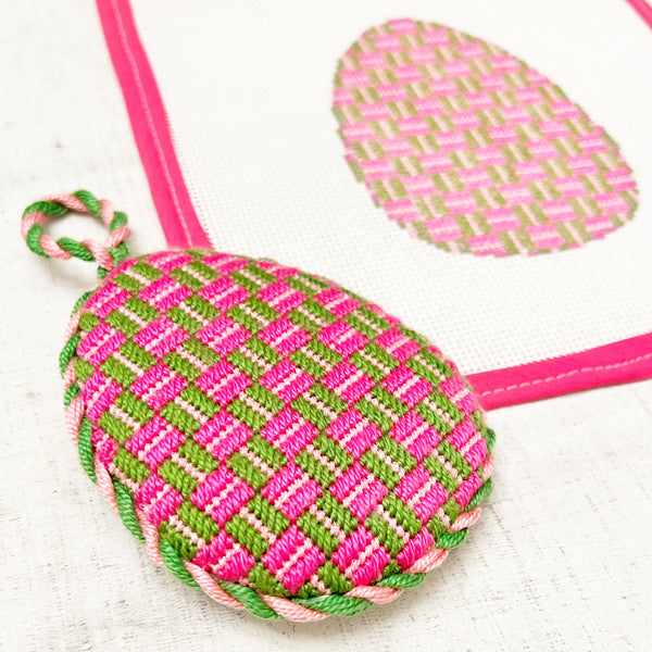 Needlepoint Easter Egg - Pink & Green