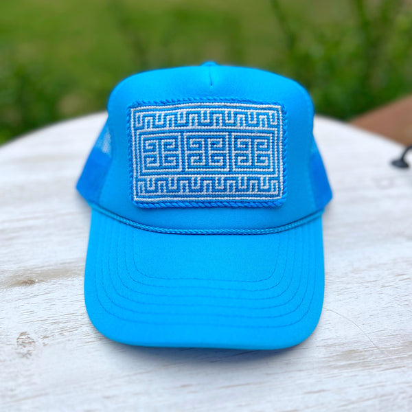 Santorini Needlepoint Trucker Hat