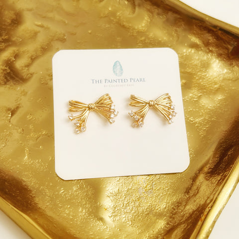 Gold Bow Studs