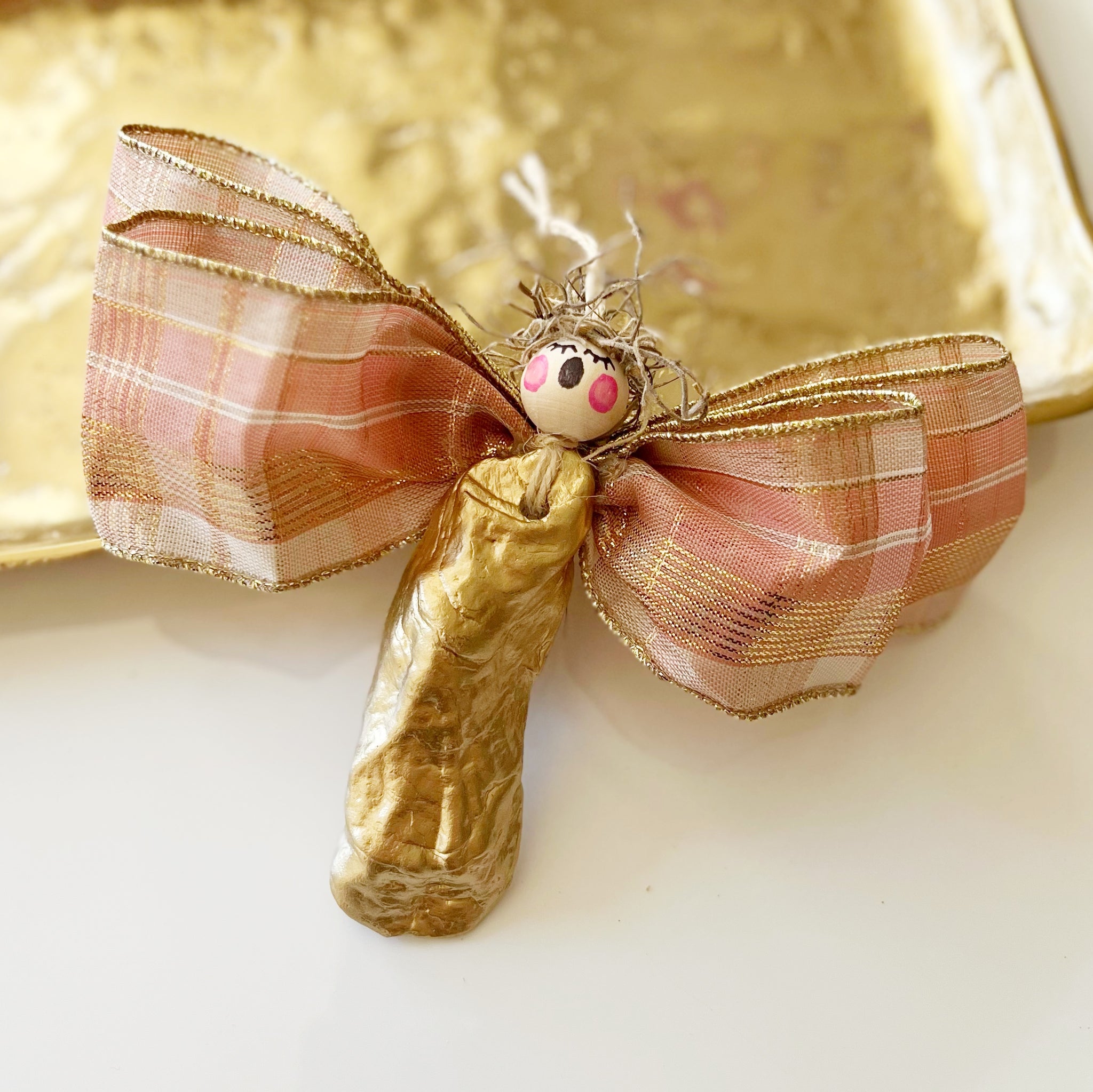 Rose Gold Plaid Oyster Angel