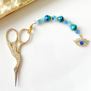 Needlepoint Scissor Fob - Evil Eye Crown