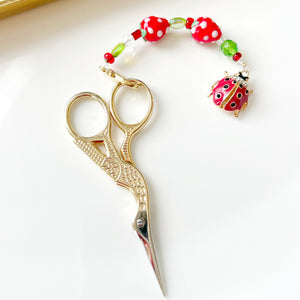 Needlepoint Scissor Fob - Strawberry Fields & Ladybug