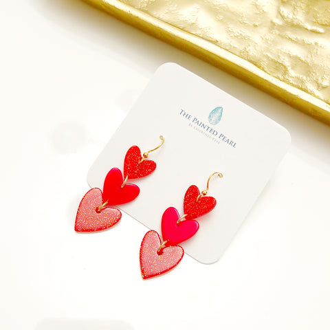 Red Heart Dangle Earrings