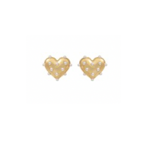 Gold Heart & Pearl Studs