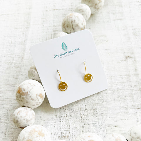 Oh Happy Day Smiley Face Earrings - Matte Gold
